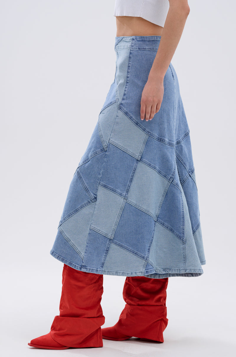 ALL WE NEED IS LOVE DENIM MIDI SKIRT