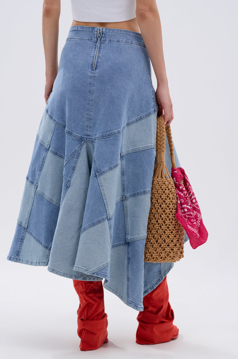 ALL WE NEED IS LOVE DENIM MIDI SKIRT