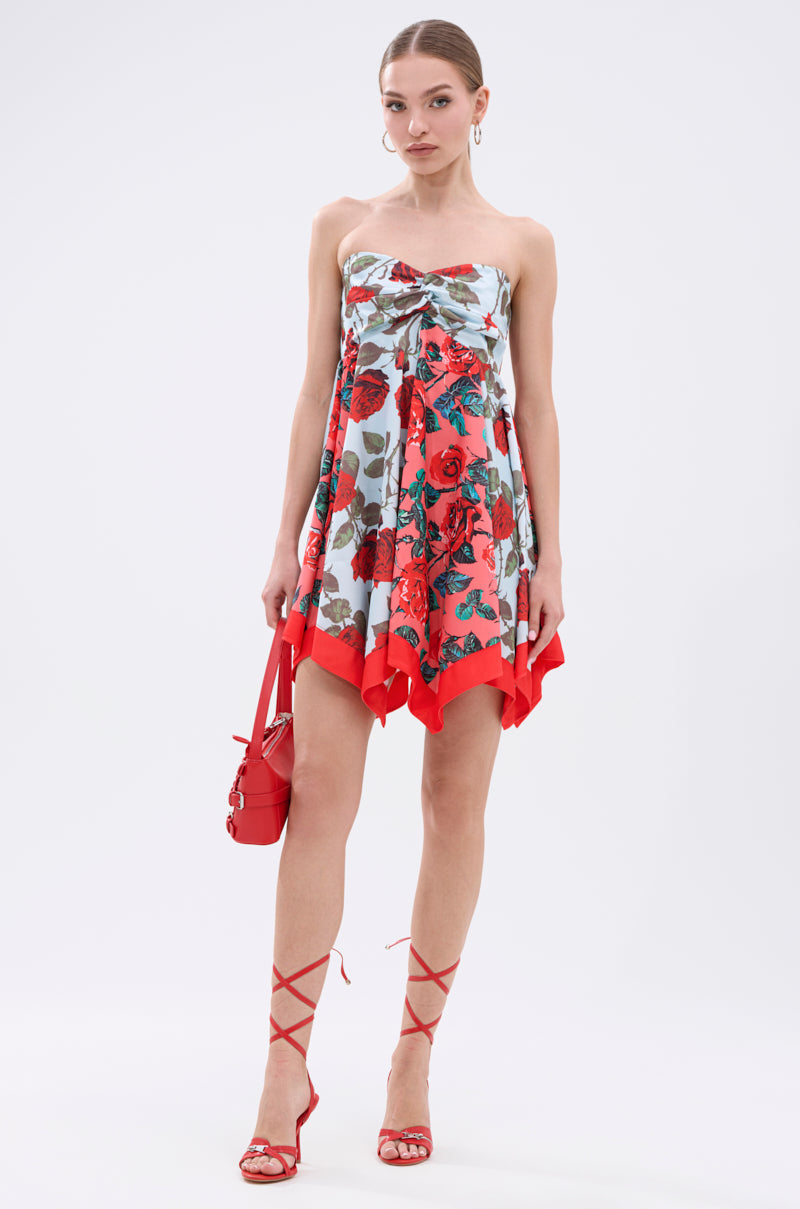 ON VACAY PRINTED SATIN MINI DRESS