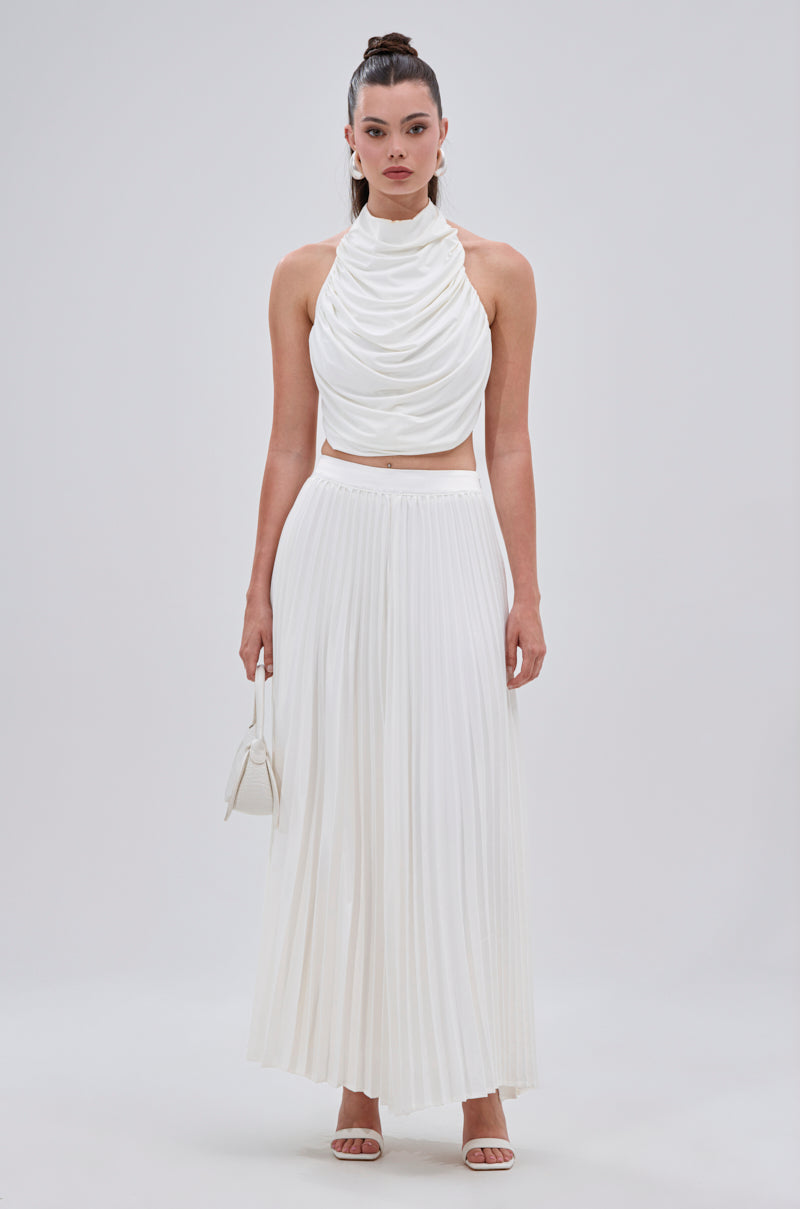 SWEET THING PLEATED SATIN MAXI SKIRT