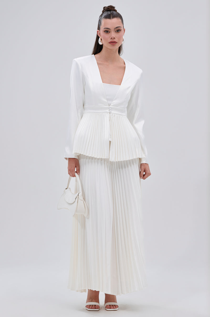 SWEET THING PLEATED SATIN MAXI SKIRT