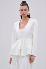 SWEET THING PLEATED SATIN BLAZER