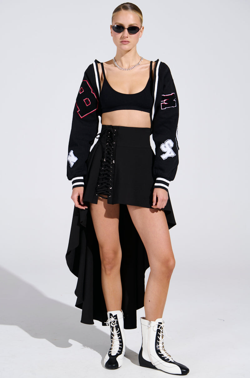 USED TO LOVE YOU SIDE LACE SKIRT IN BLACK