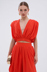 READY TO DANCE SLINKY BLOUSE IN ORANGE