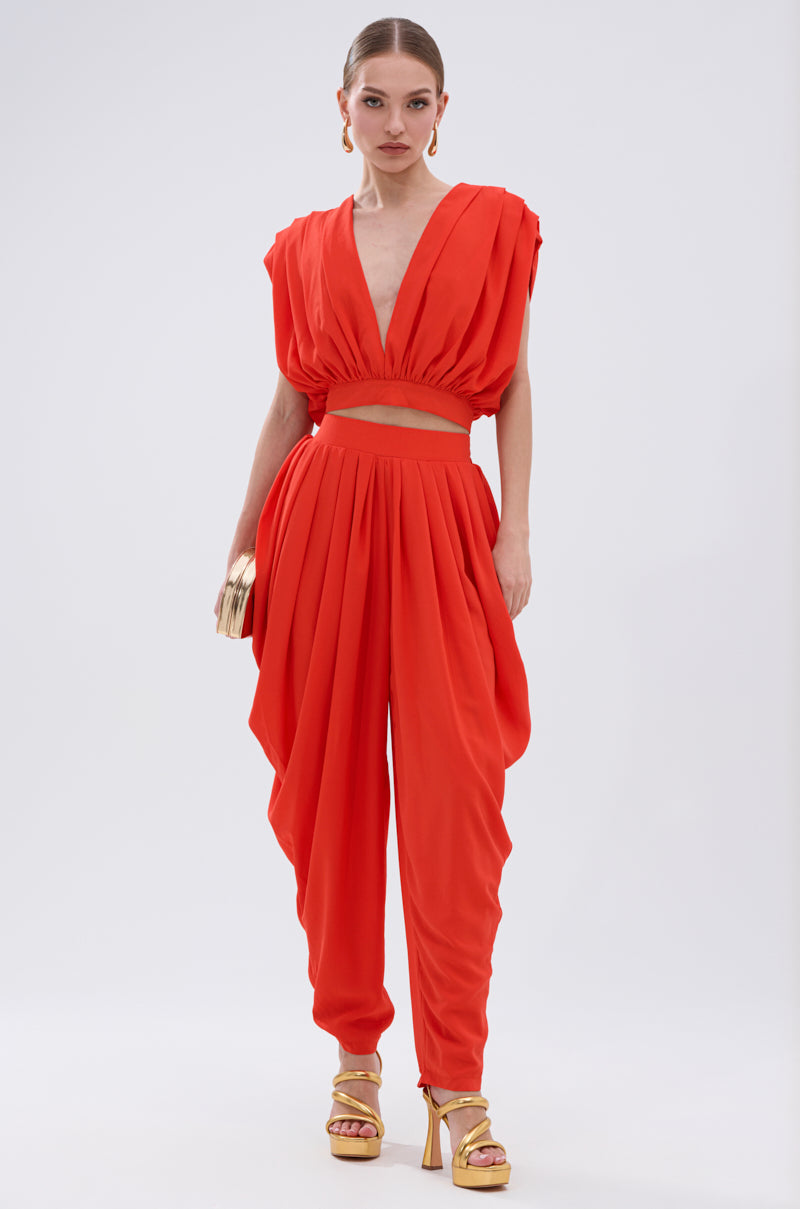 READY TO DANCE SLINKY BLOUSE IN ORANGE