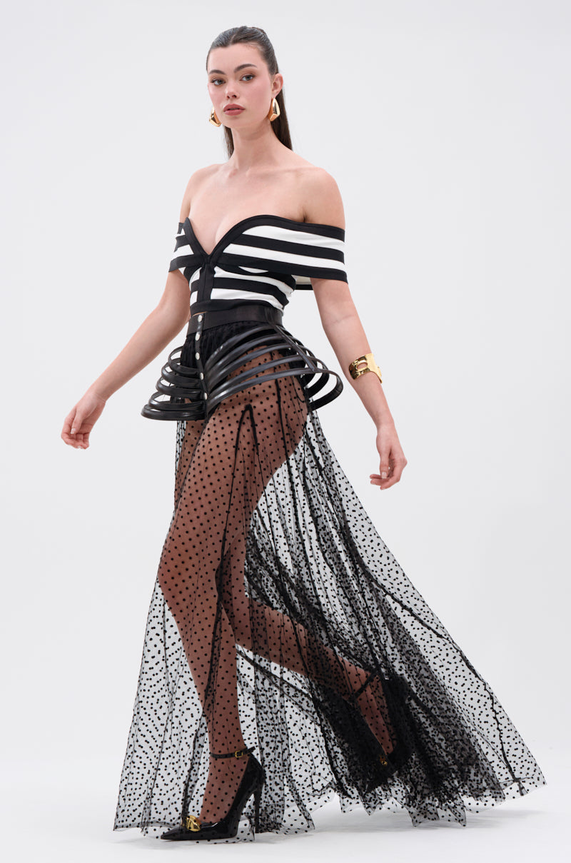 MARA SHEER POLKA DOT MAXI SKIRT