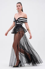 MARA SHEER POLKA DOT MAXI SKIRT