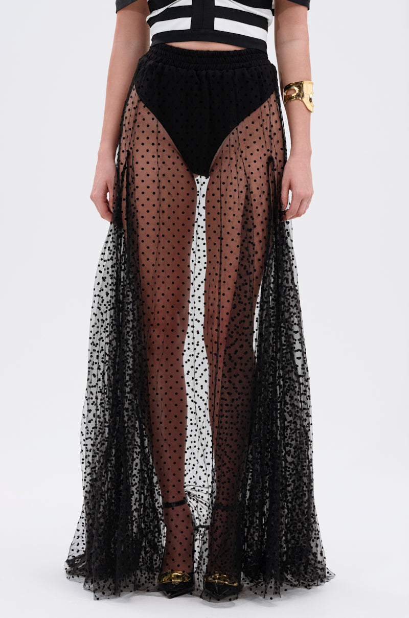 MARA SHEER POLKA DOT MAXI SKIRT