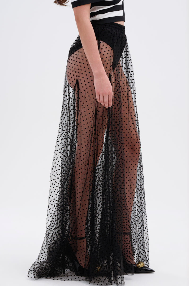 MARA SHEER POLKA DOT MAXI SKIRT