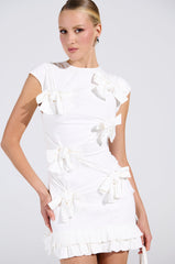 PUT A BOW ON IT LINEN MINI DRESS