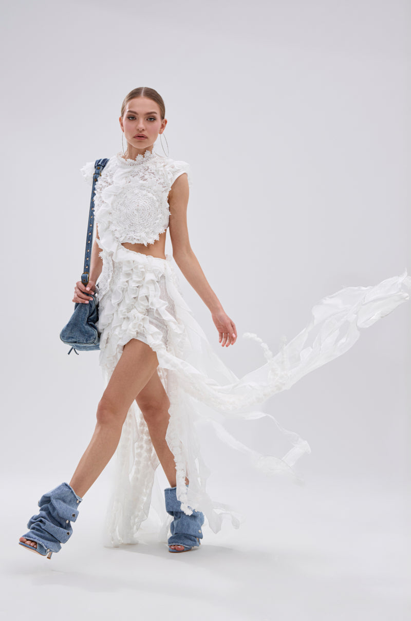 JUST A FEELING RUFFLE MINI DRESS