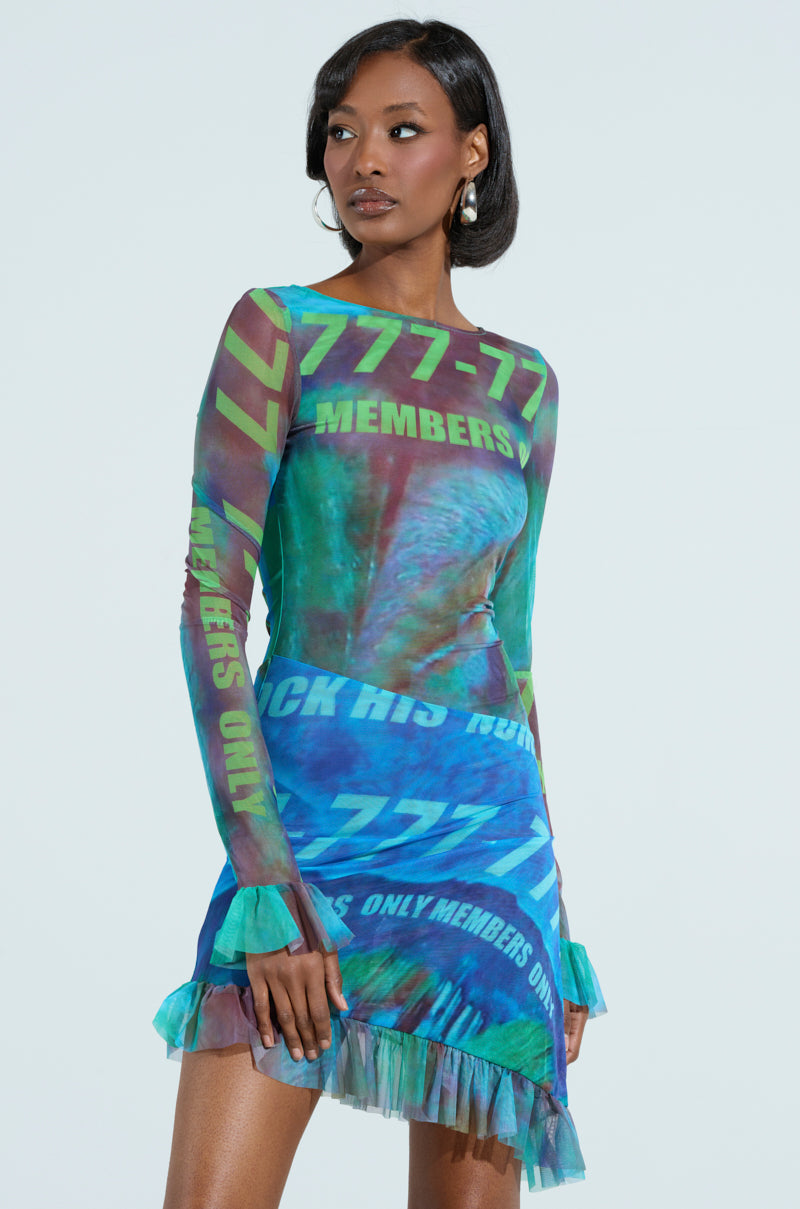 MEMBERS ONLY PRINTED MINI DRESS