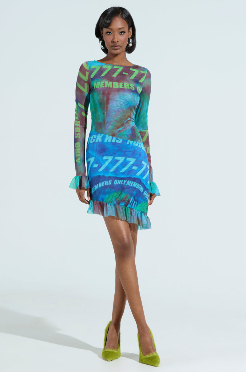MEMBERS ONLY PRINTED MINI DRESS