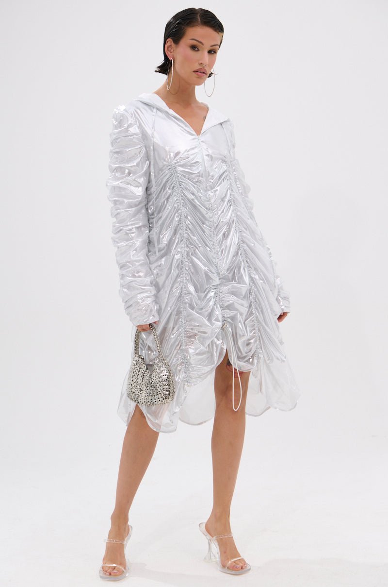 WAYS TO GO METALLIC ADJUSTABLE DRESS IN WHITE