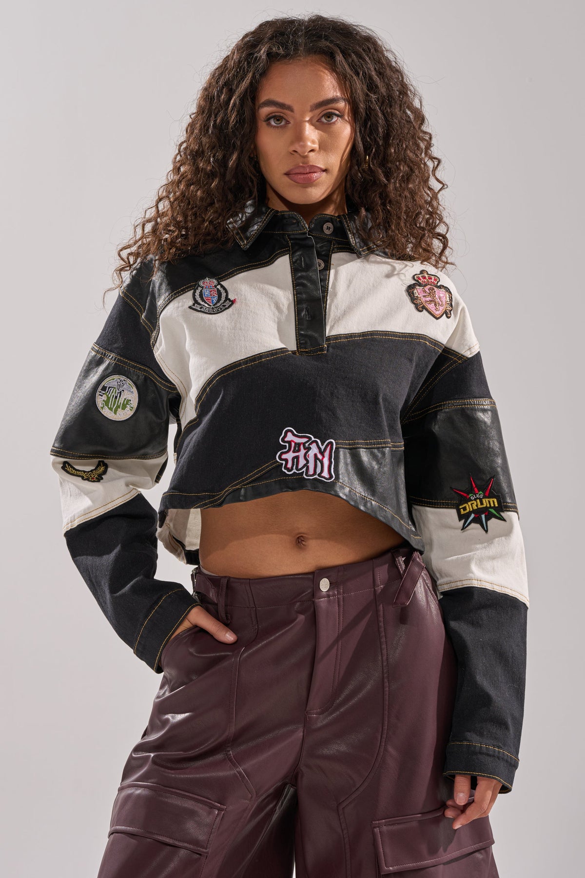 GUESS WHAT STRIPE COLLARED BLOUSE