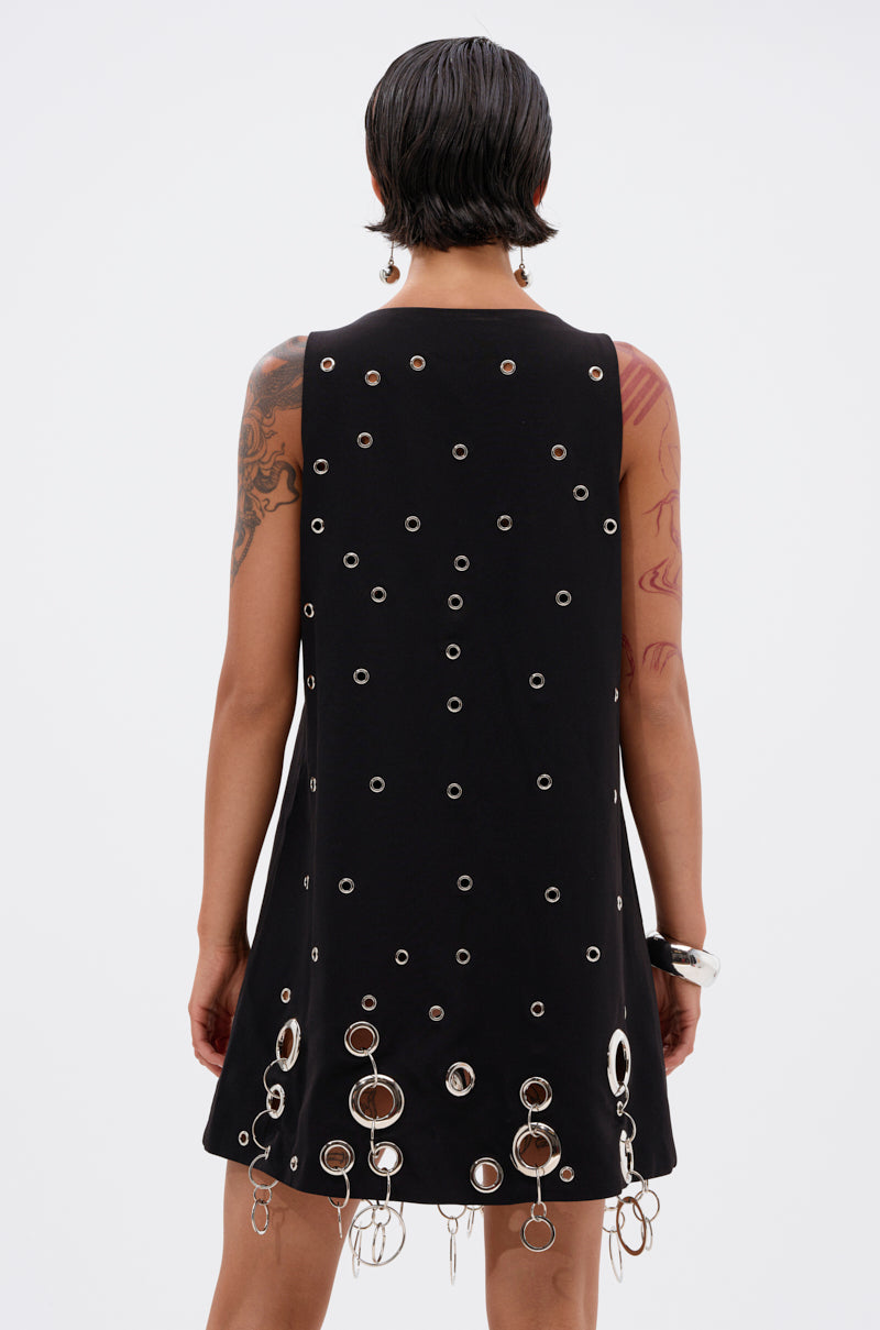 ONE OF A KIND MINI DRESS WITH METAL HARDWARE