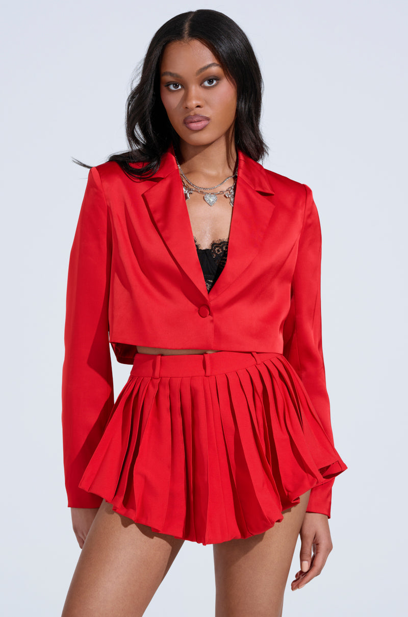 LILA CROPPED SATIN BLAZER