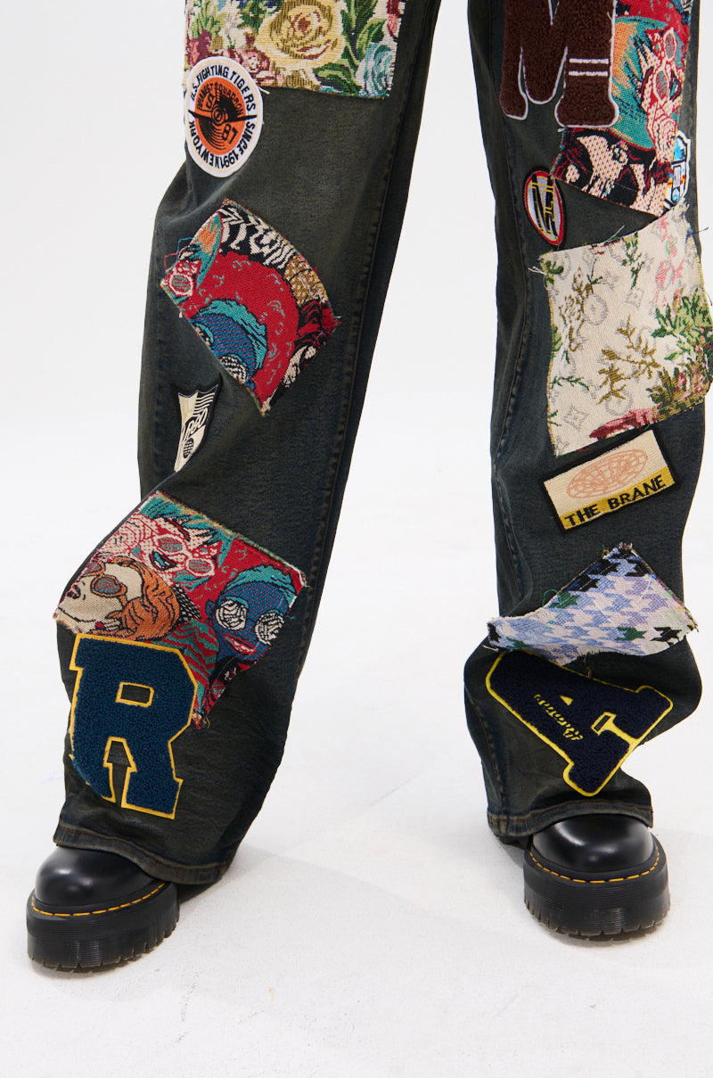 ARTS AND CRAFTS PATCH WORK DENIM PANTS