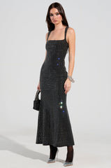CHAMPAGNE PROBLEMS RHINESTONE MESH MAXI DRESS