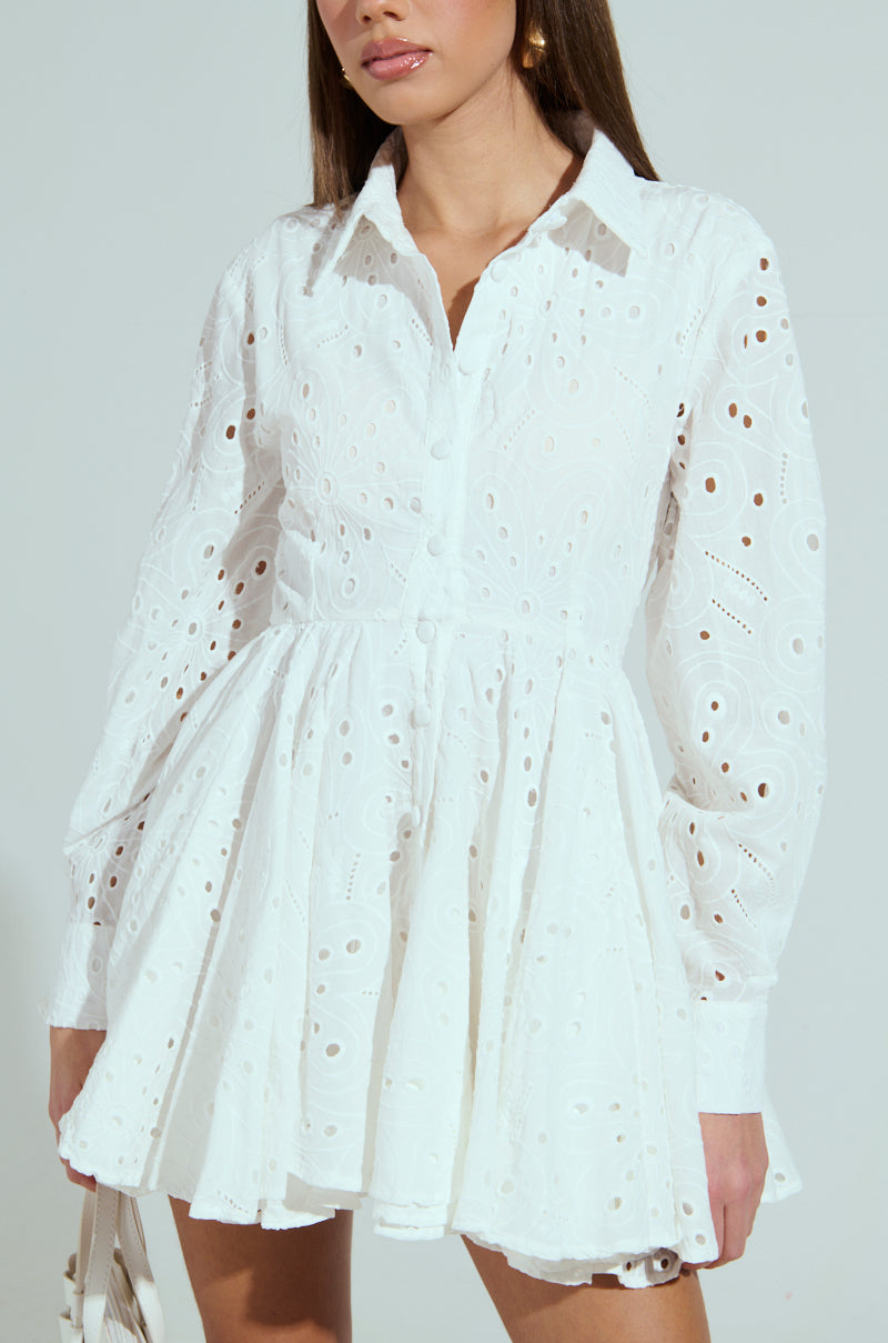 THE IT GIRL MINI DRESS IN EYELET