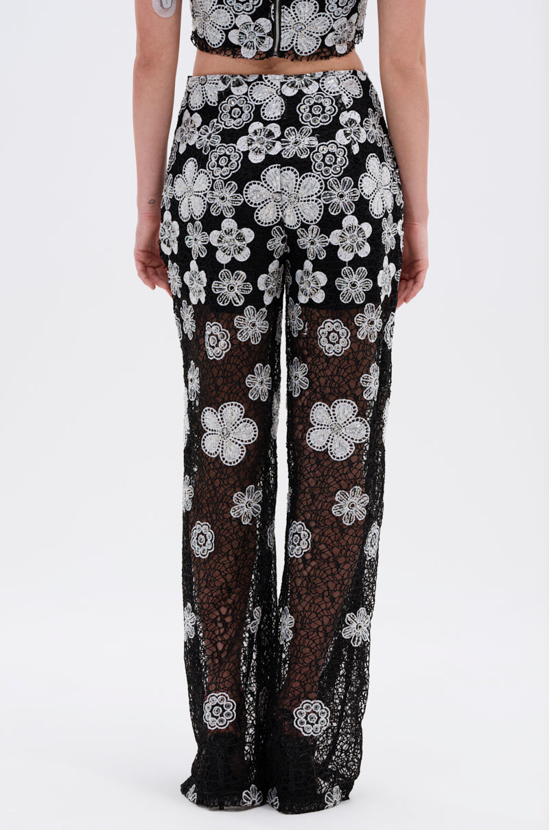 FLORAL SEQUIN MESH PANT