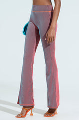 DOUBLE TAKE RIBBED RUCHED BUTT FLARE PANTS