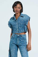 UNBUTTONED AND UNBOTHERED CROPPED COLLARED SHIRT