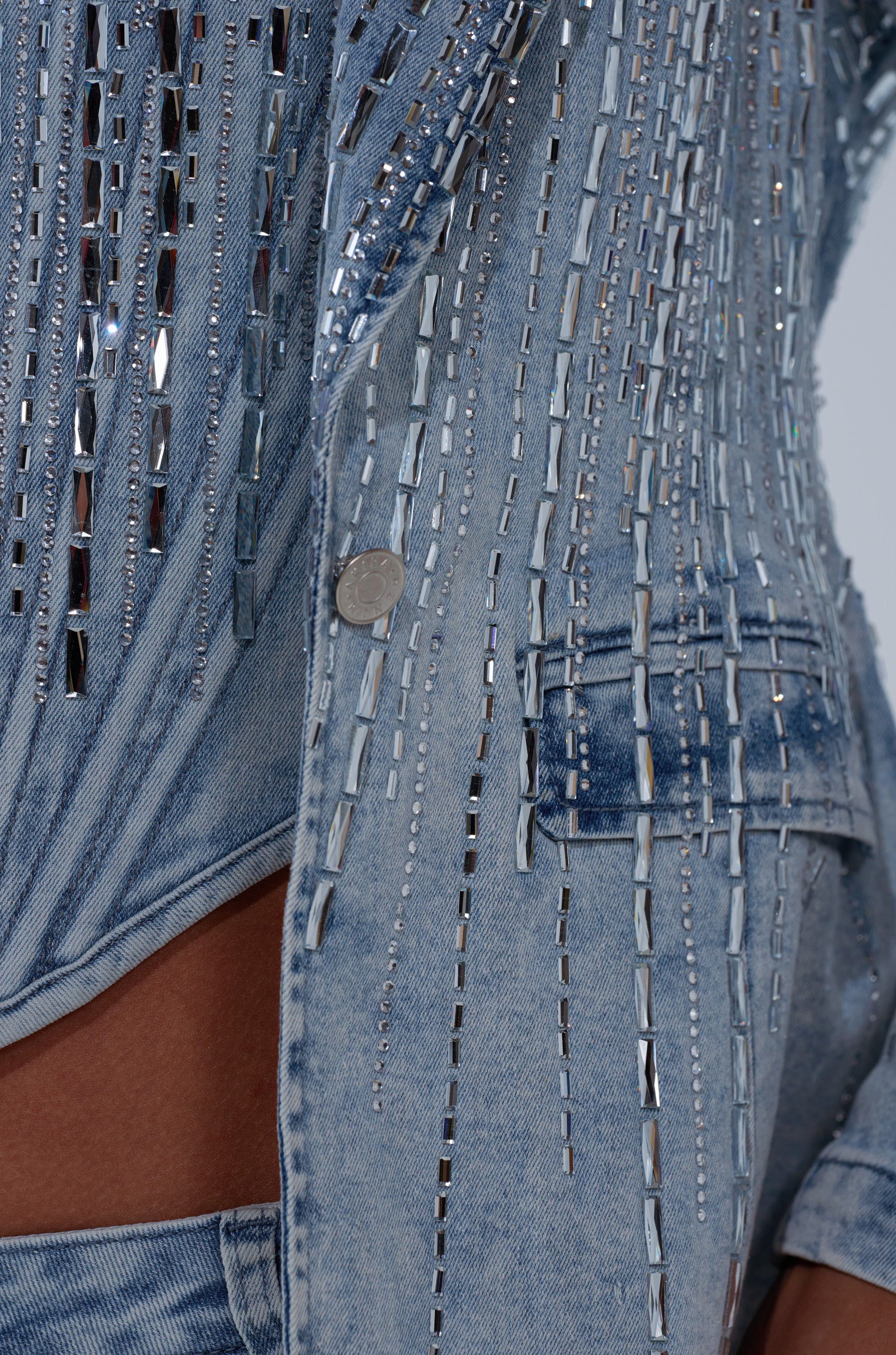 MILA EMBELLISHED BLAZER IN DENIM