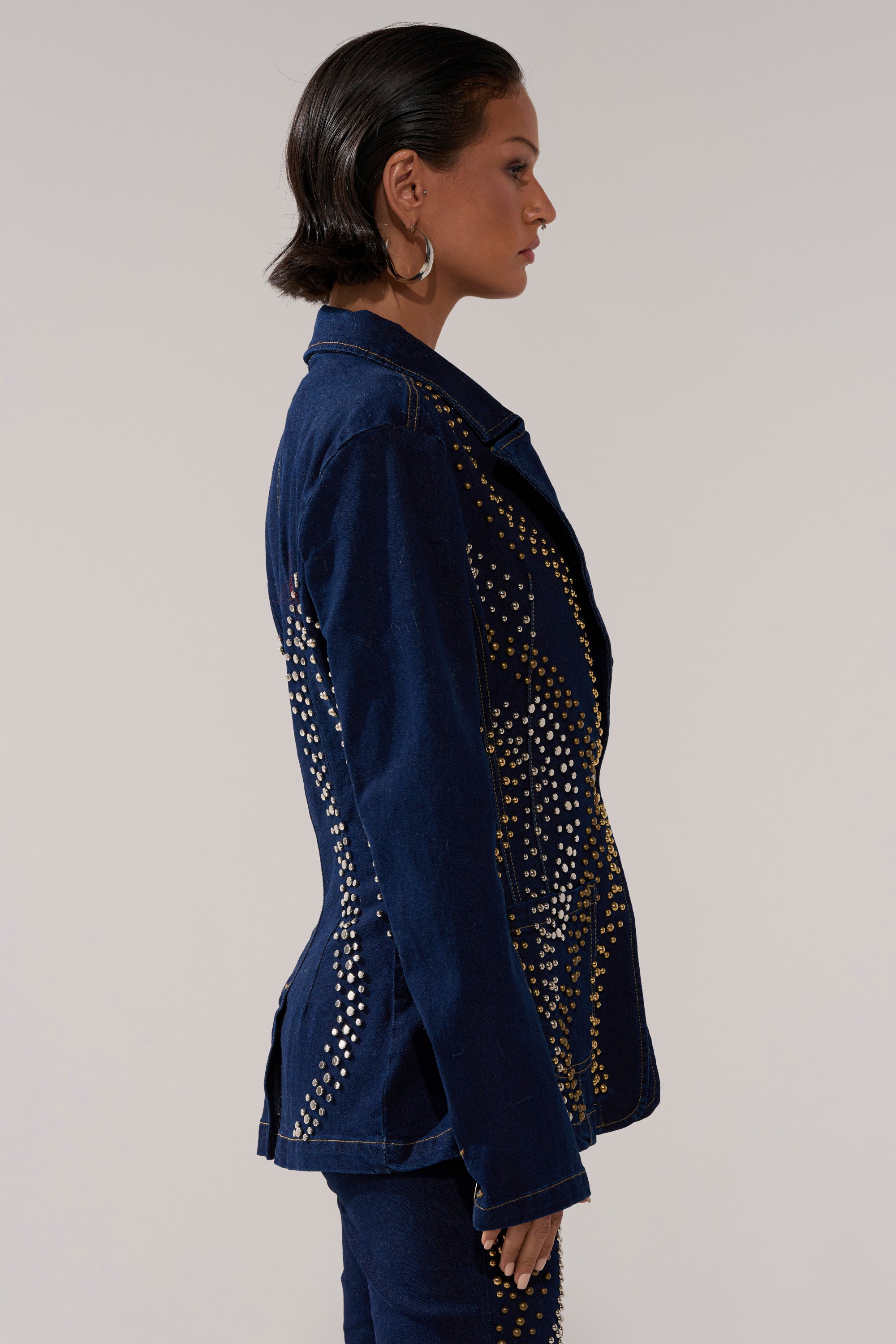 CHEYENNE STUDDED DENIM BLAZER