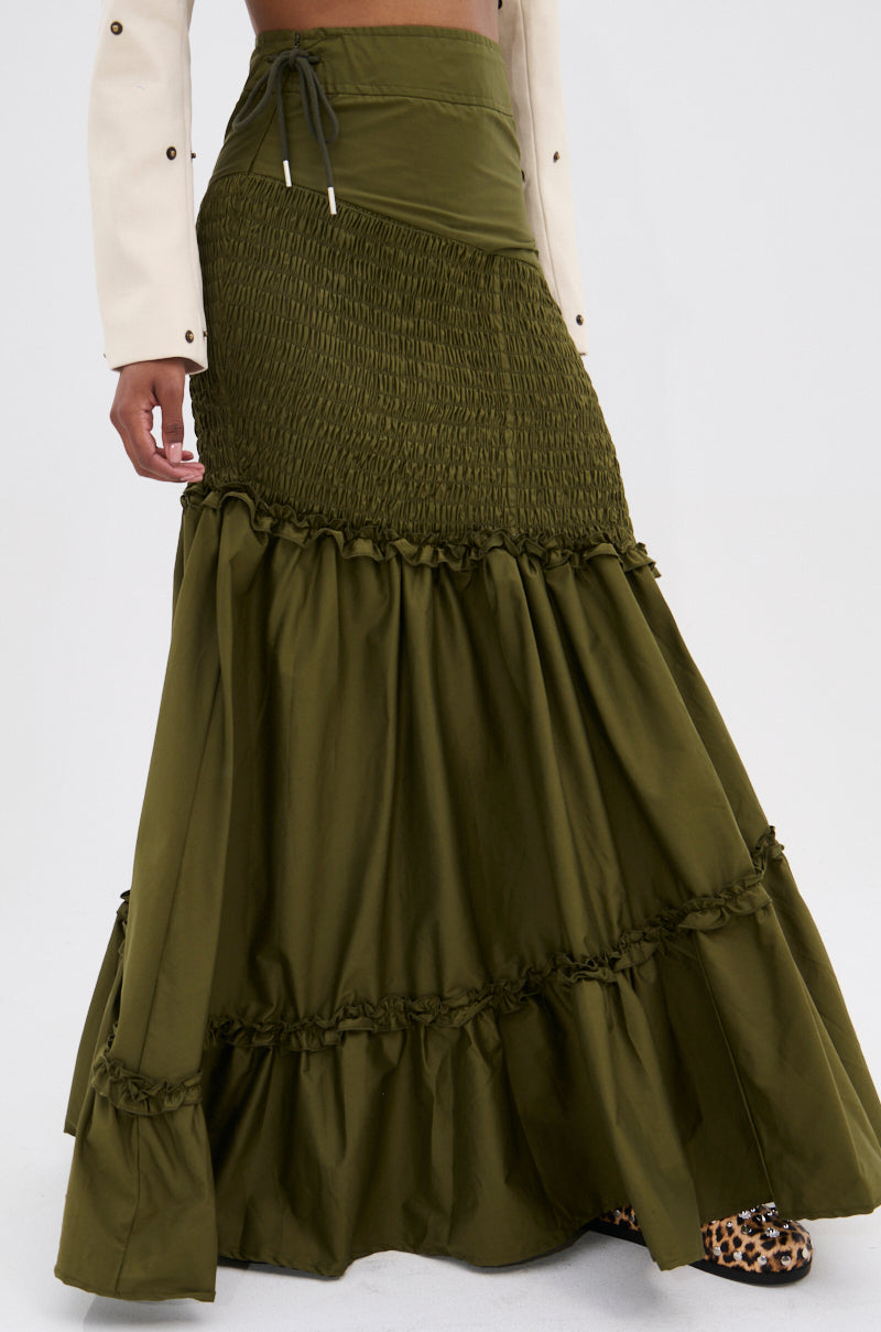 IT ONLY GETS BETTER RUCHED MAXI SKIRT