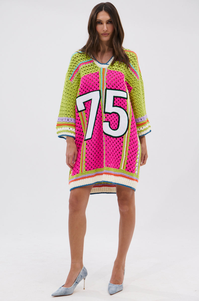 COURTSIDE OR SEASIDE CROCHET JERSEY DRESS