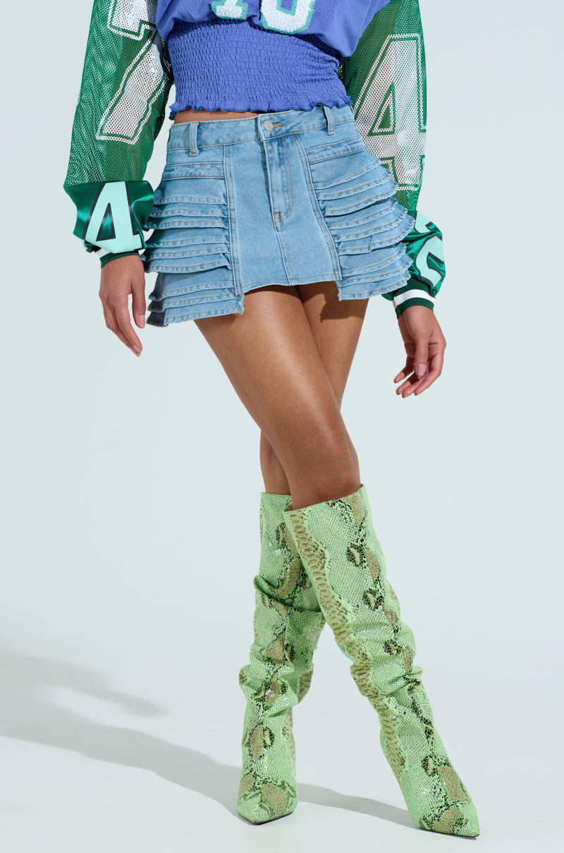 NEED NO MAN DENIM MINI SKIRT