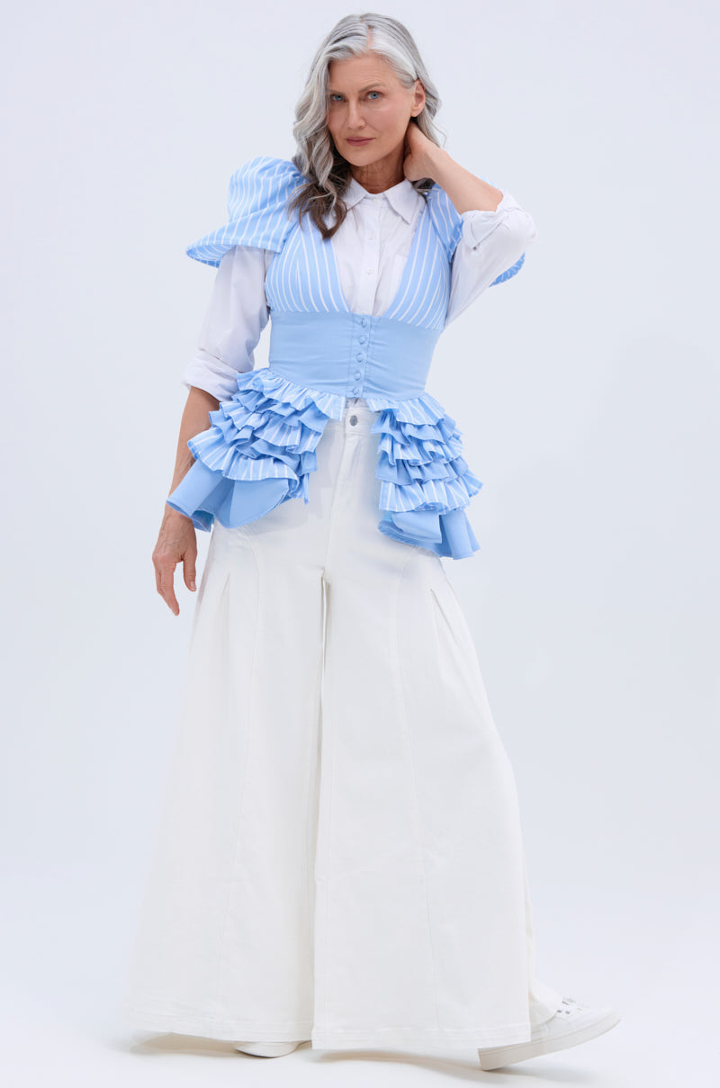 TRENDY AND COOL WHITE WIDE LEG DENIM PANT