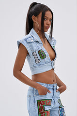 CHAMPION GRAPHIC DENIM BLOUSE