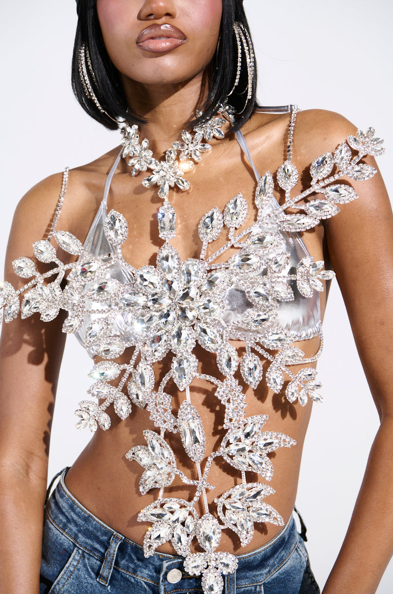 BLINDED BY THE LIGHTS RHINESTONE TOP