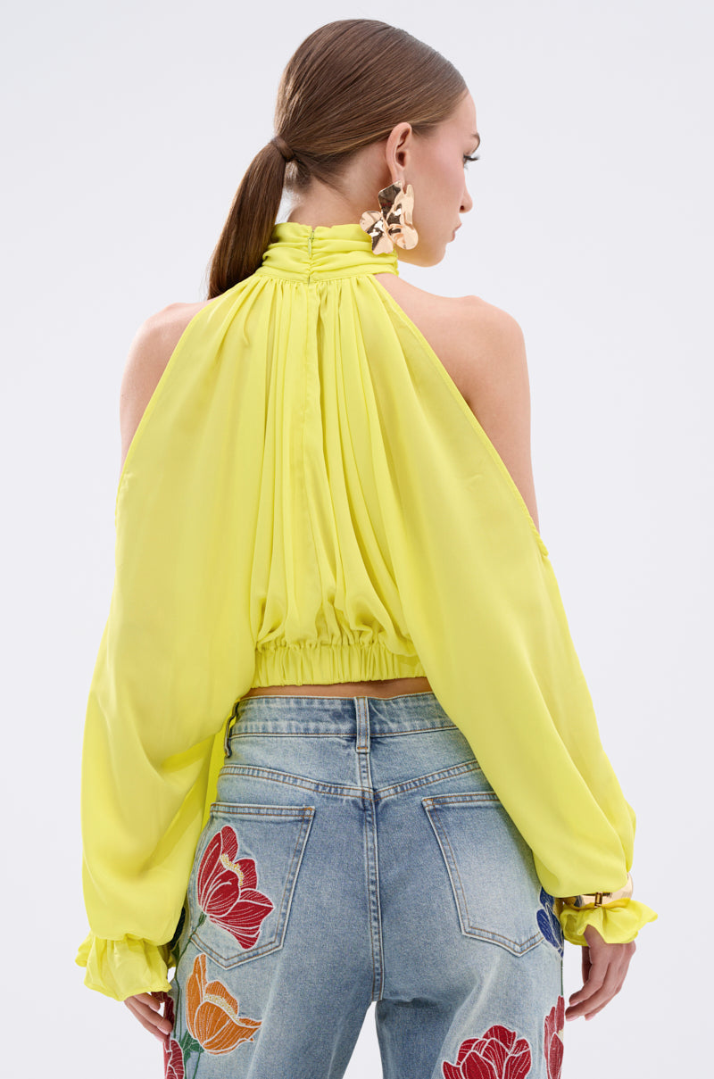 BRIGHTEST CITY TURTLENECK BLOUSE IN YELLOW