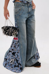 ON POINT PLAID EMBELLISHED DENIM PANT