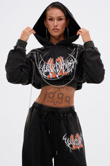 LUCKY ELEVEN CHAIN CROP SWEATSHIRT