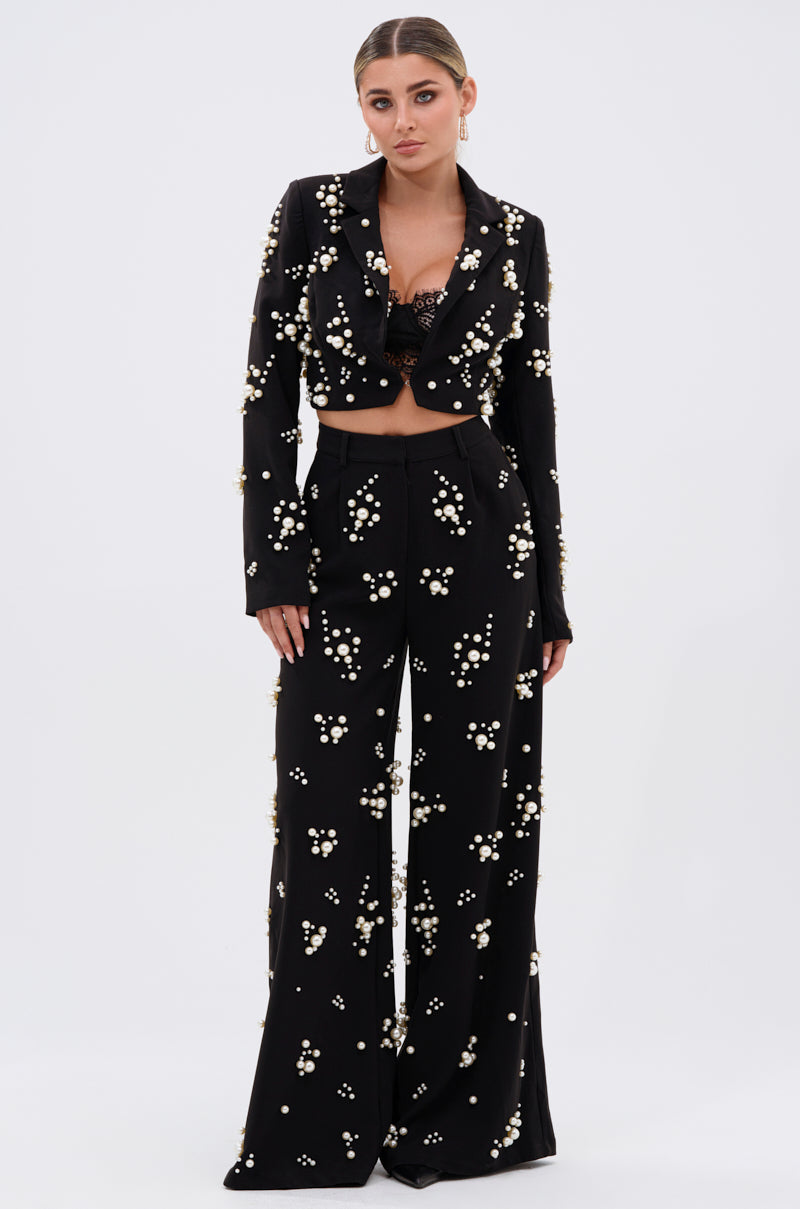 OLD FLAME EMBELLISHED TROUSER IN BLACK