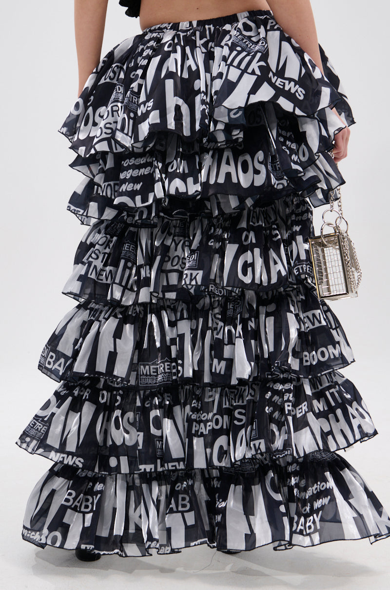 CRAZY FOR YOU HIGH LOW GRAPHIC SKIRT