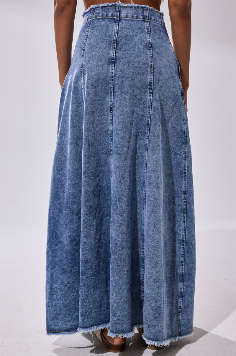 TIFFANY BLUE DENIM MAXI SKIRT