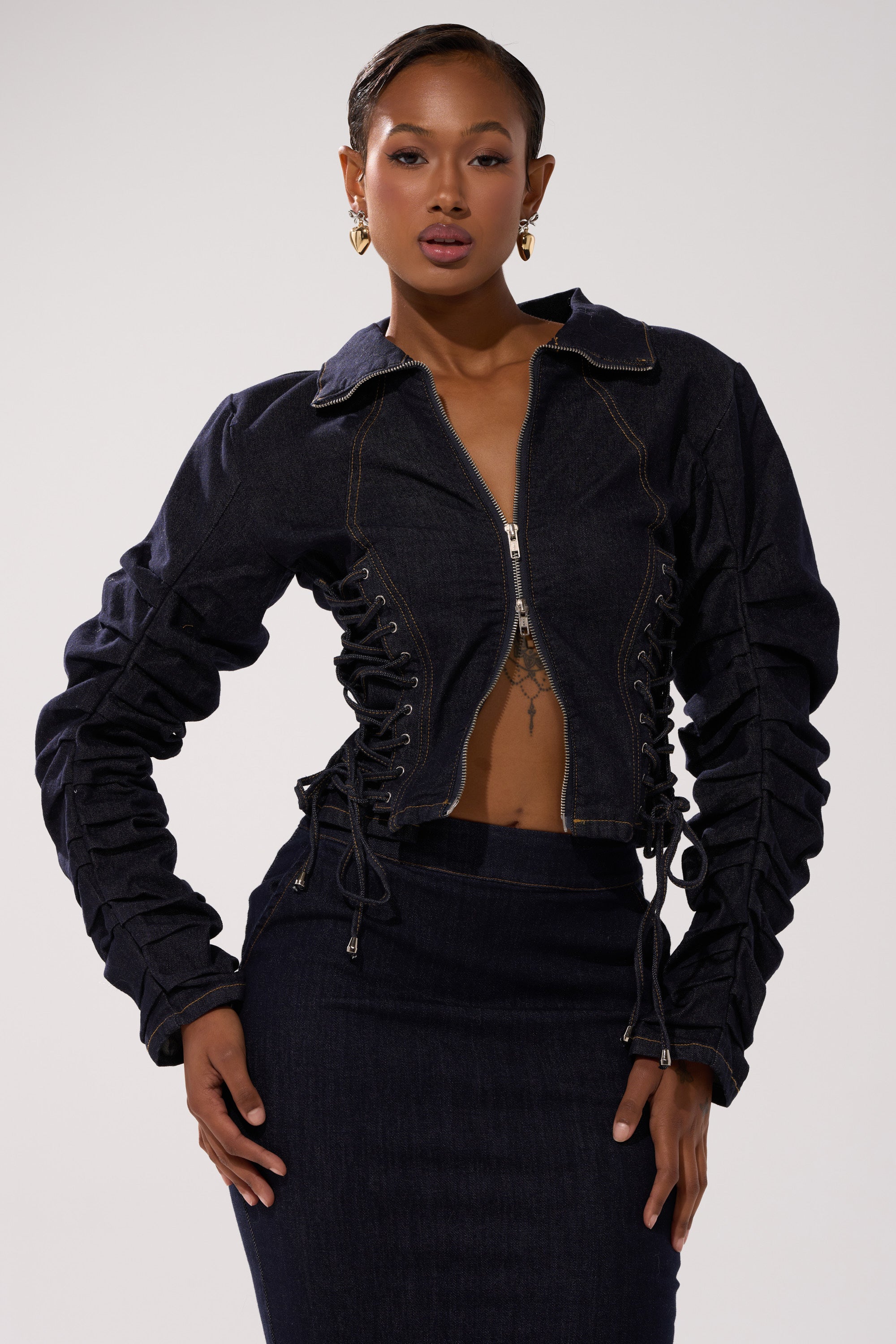 STRICTLY BUSINESS DENIM BLOUSE