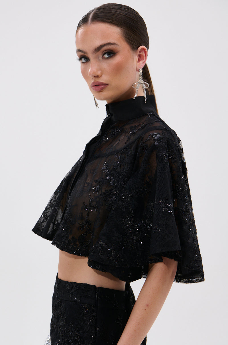 QUEEN B LACE BUTTON DOWN