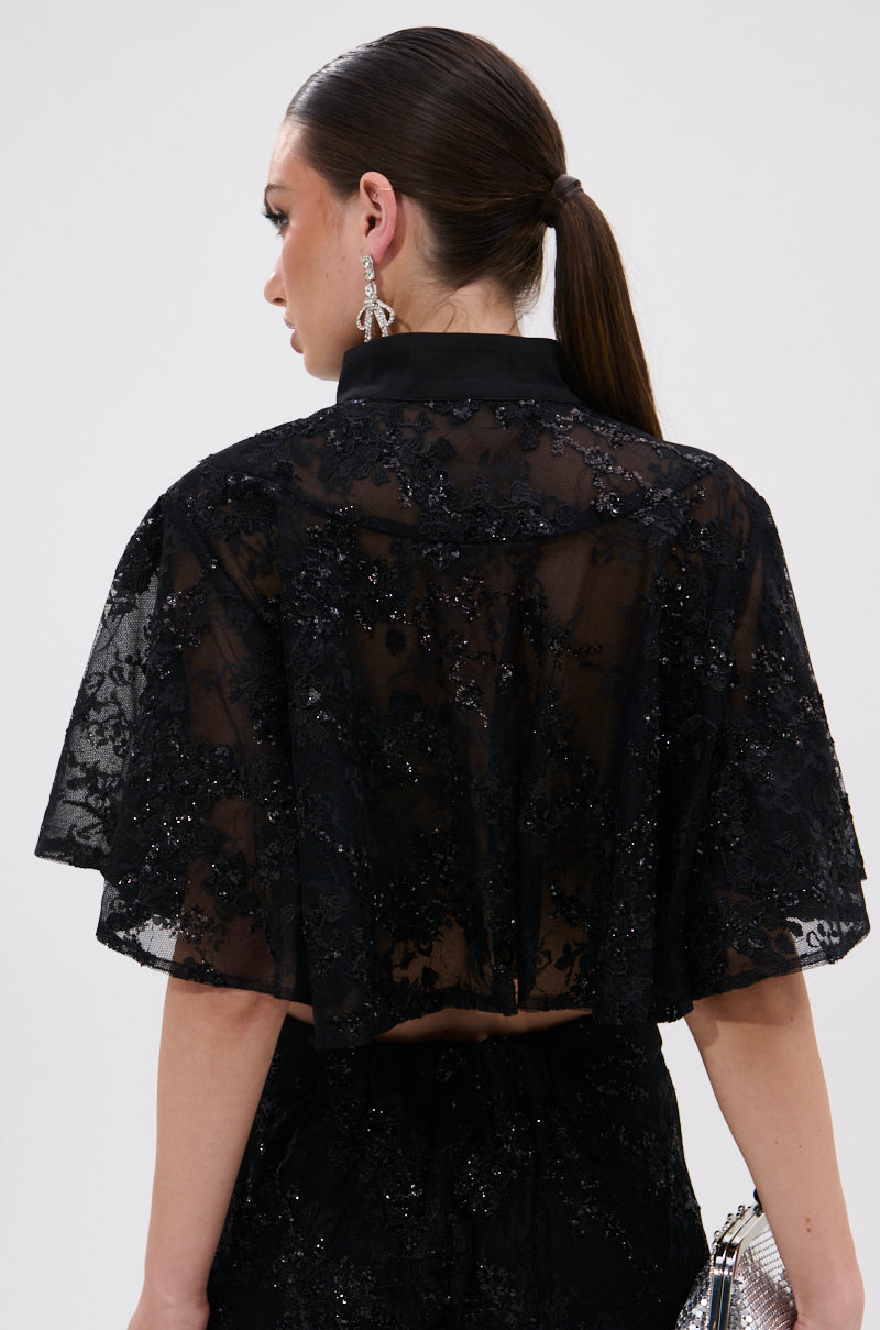 QUEEN B LACE BUTTON DOWN