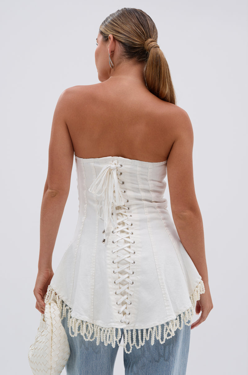 PEARL TRIM HIGH LOW CORSET