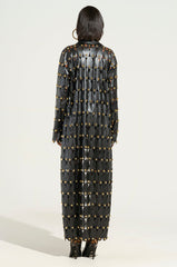 THE SNEAK PEEK STUDDED PU LONG CARDIGAN IN BLACK