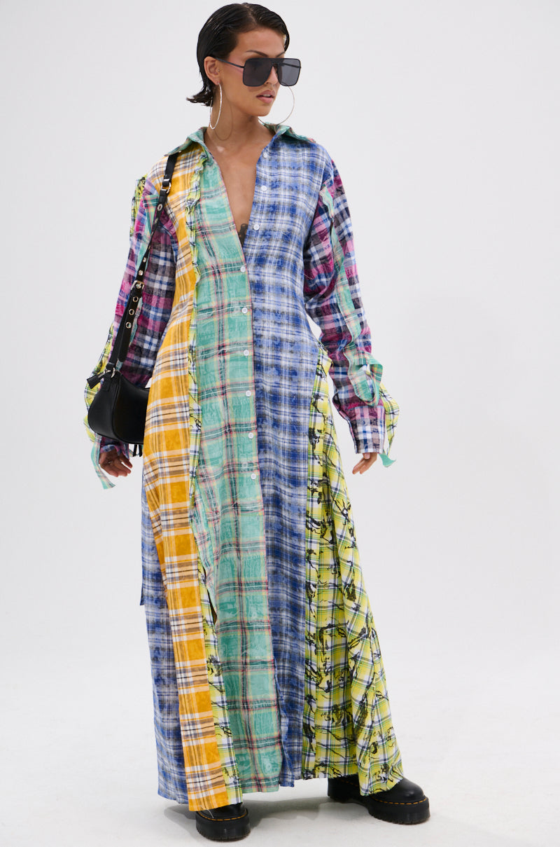 STAR OF THE SHOW PLAID MAXI DRESS
