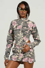FLOWER CHILD ZIP UP PRINTED TOP
