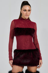 ZOEY MESH FUR MINI DRESS