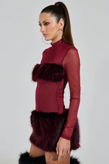 ZOEY MESH FUR MINI DRESS